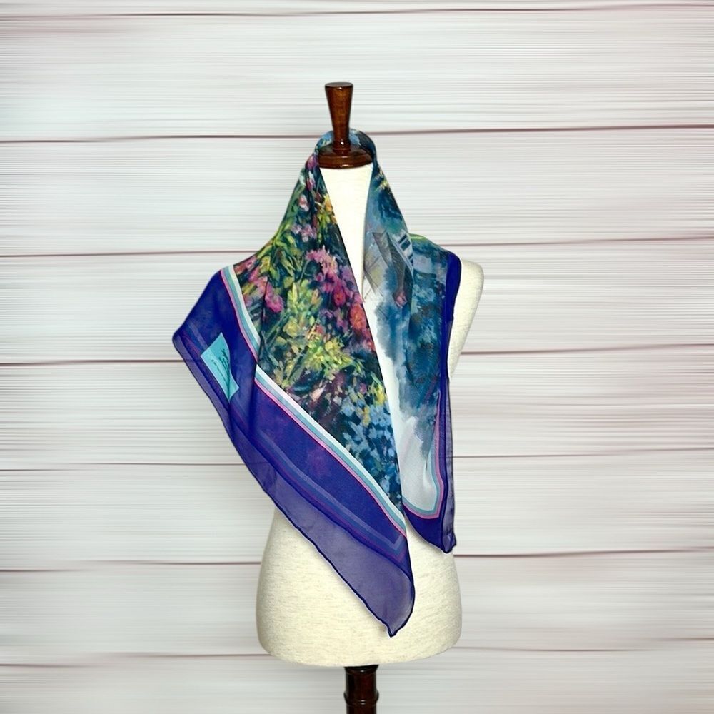 The Greenwich Workshop Silk Scarf Seaport Garden Mystic Painting by Paul Landry